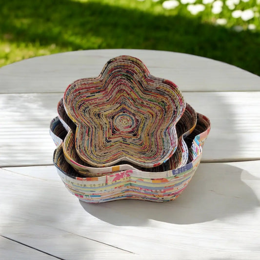 Flower Dish - Set of 3 - Recycled Paper