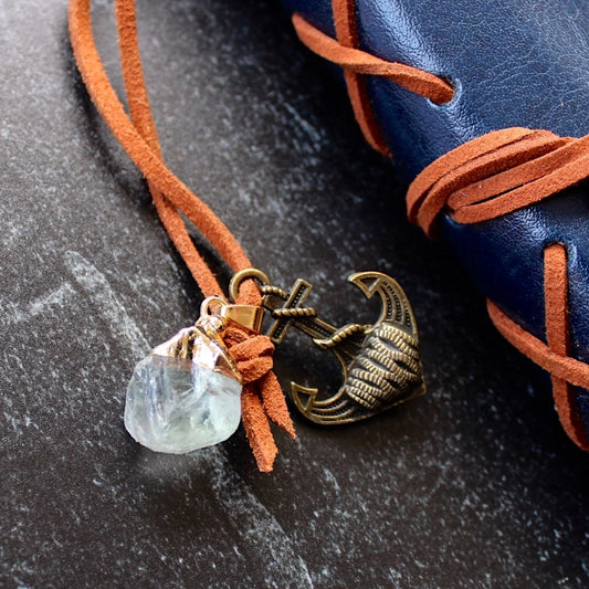 Leather Notebook w/ Crystal Accent - (Crystals and Stones)