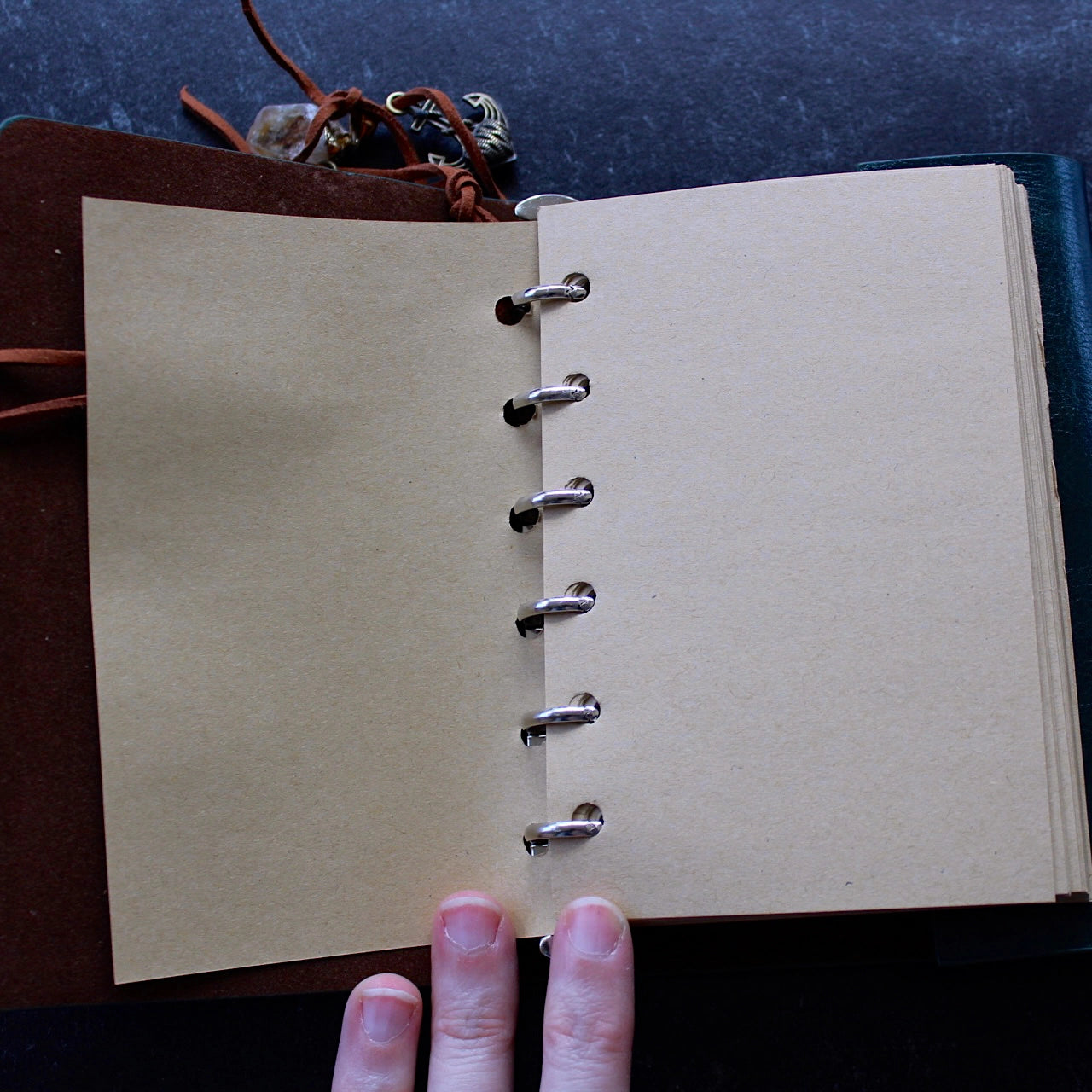 Leather Notebook w/ Crystal Accent - (Crystals and Stones)