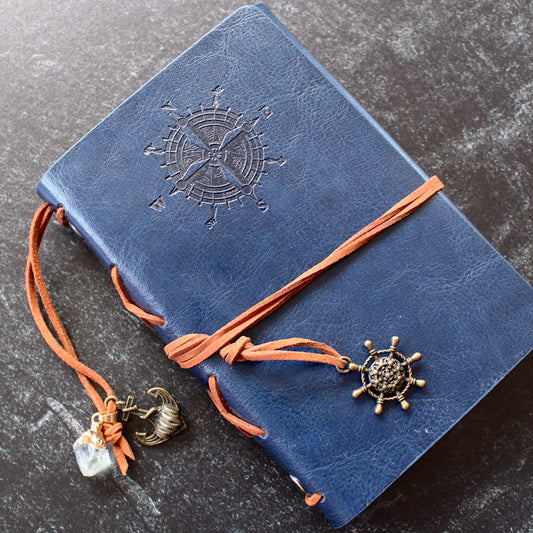 Leather Notebook w/ Crystal Accent - (Crystals and Stones)